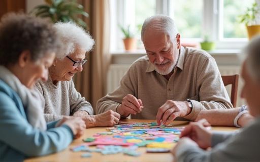 Residents engaging in a memory-focused activity